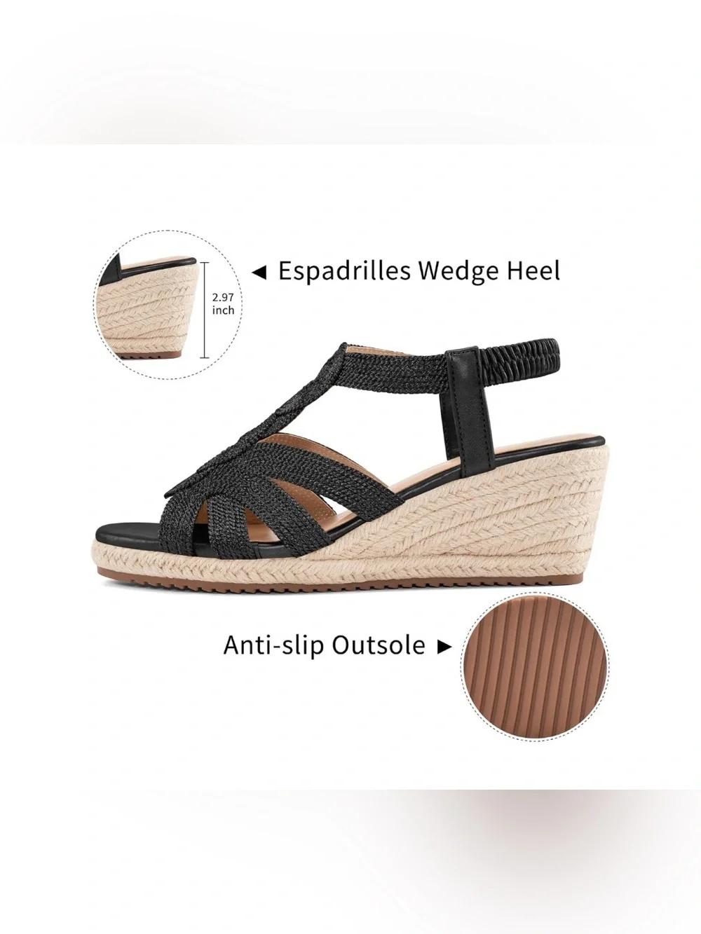HARENCE Wedge Sandals for Women Espadrilles: Comfortable Platform sz 9 new